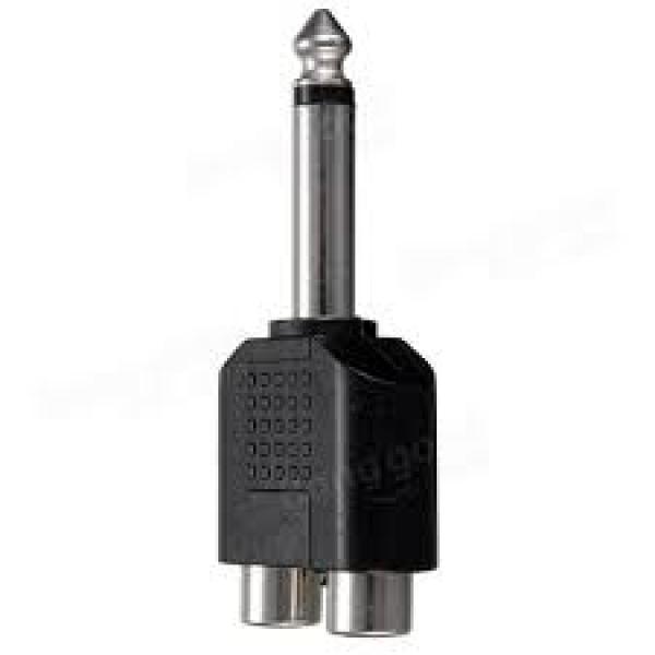 6.35mm Mono Plug to 2 RCA Jack Splitter Adaptor  جك تحويل من 2ار سي أي إلى مونو جك 